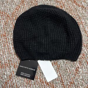 SAKS FIFTH AVENUE Cashmere Beanie Old School Vibe Black NEW